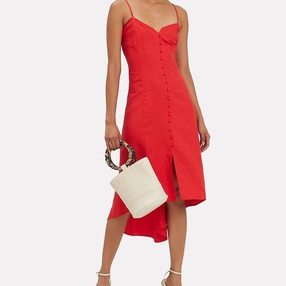 Intermix Linette High-Low Linen Blend Midi Dress - Picture 3 of 8